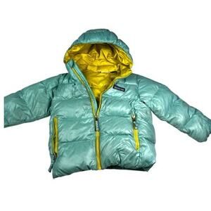 Patagonia Baby Hi-Loft Down Sweater Hoody Puffer | Girls 3T, Green 60494